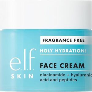 e.l.f., Holy Hydration! Face Cream - Fragrance Free, Smooth, Non-Greasy, Lightweight, Nourishing, Moisturizes, Softens, Absorbs Quickly, Suitable For All Skin Types, 1.76 Oz