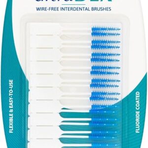 UltraDEX Wire Free Interdental Brush, Wire Free Flexible Floss Aid, Fluoride Coated, Medium/Large 20 Pack White