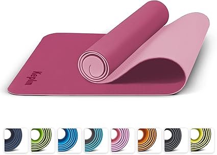KEPLIN Yoga & Exercise Mat with Carry Strap, Large Non-Slip Comfortable Training & Workout Floor Mat for Home or Outdoor, Gym, Pilates, Gymnastics, HiiT, Stretching & Meditation