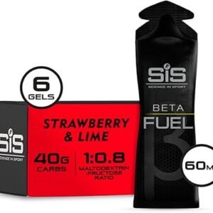 Science in Sport Beta Fuel Gels Dual Source Energy Gel, Strawberry and Lime Flavour, 40 g of Carbs Per Pack, 60 ml Pack (6 Pack)